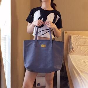 Joy Magano Lake Blue Leather Tote.